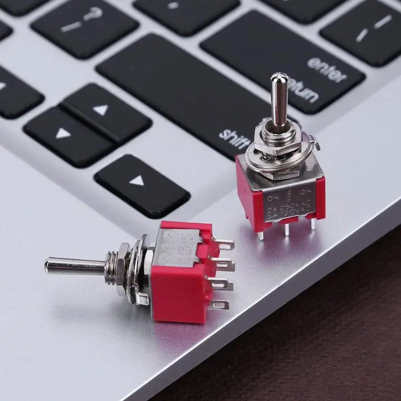 5 шт. Мини AC 250 В 2A/AC 120 5A 6Pin (вкл.) ВЫКЛ. DPDT 3 позиции тумблер MTS 223 двойной сброс