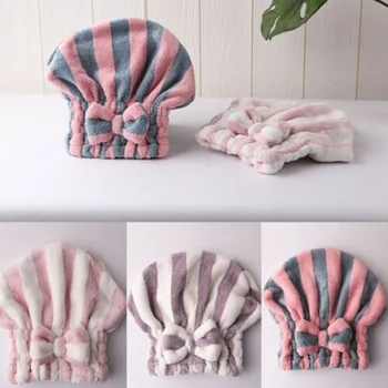 

2019 Hot Style Microfibre Quick Hair Drying Bath Spa Bowknot Wrap Solid Towel Hats Cap Bath Makeup