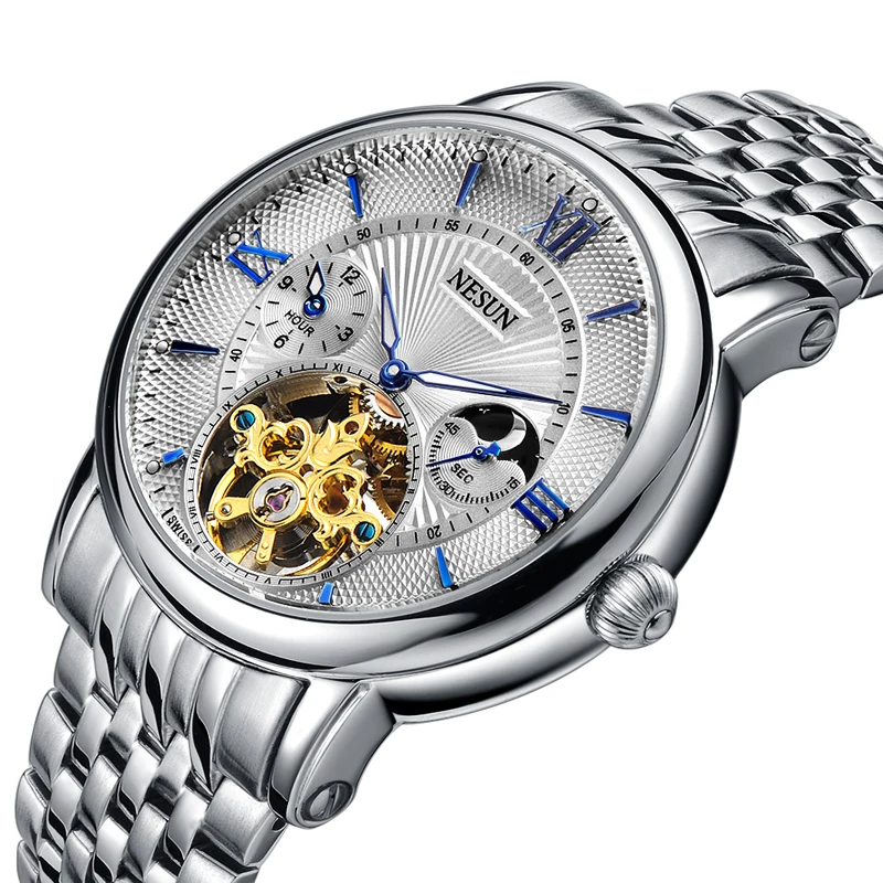 

Switzerland Nesun Hollow Tourbillon Watch Men Luxury Brand Automatic Mechanical Men's Watches Sapphire Waterproof clock N9091-7