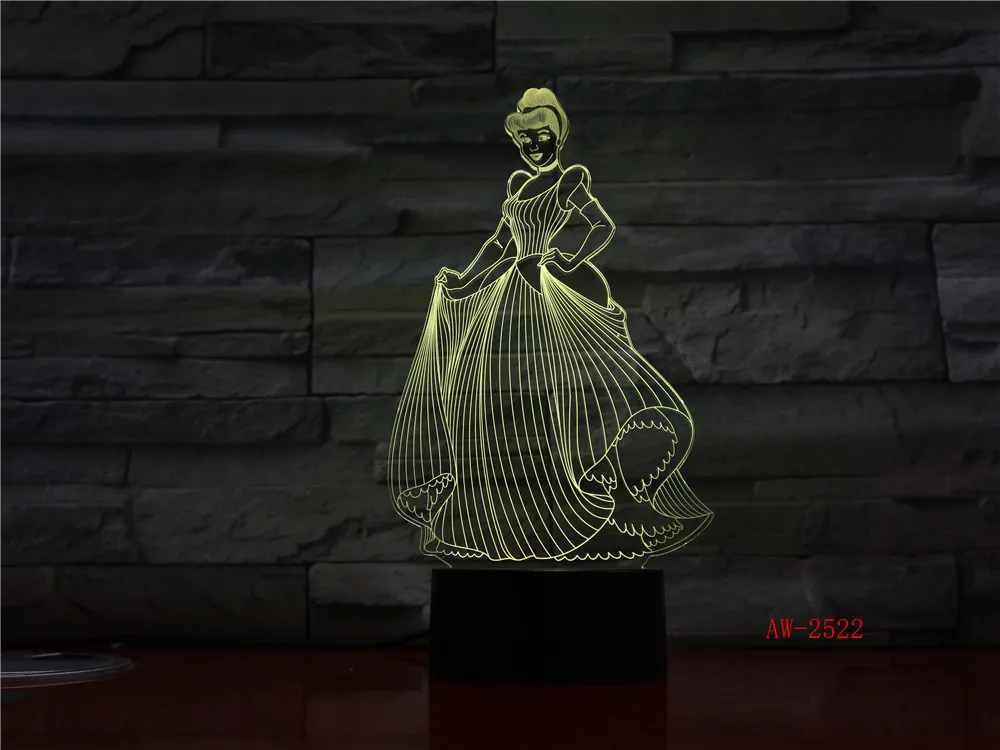 Фигурка принцессы Cindirella Usb 3d светодиодный ночсветильник украшение для девочек