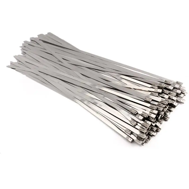 

100PCS 4.6x300mm Stainless Steel Exhaust Wrap Coated Locking Cable Zip Ties