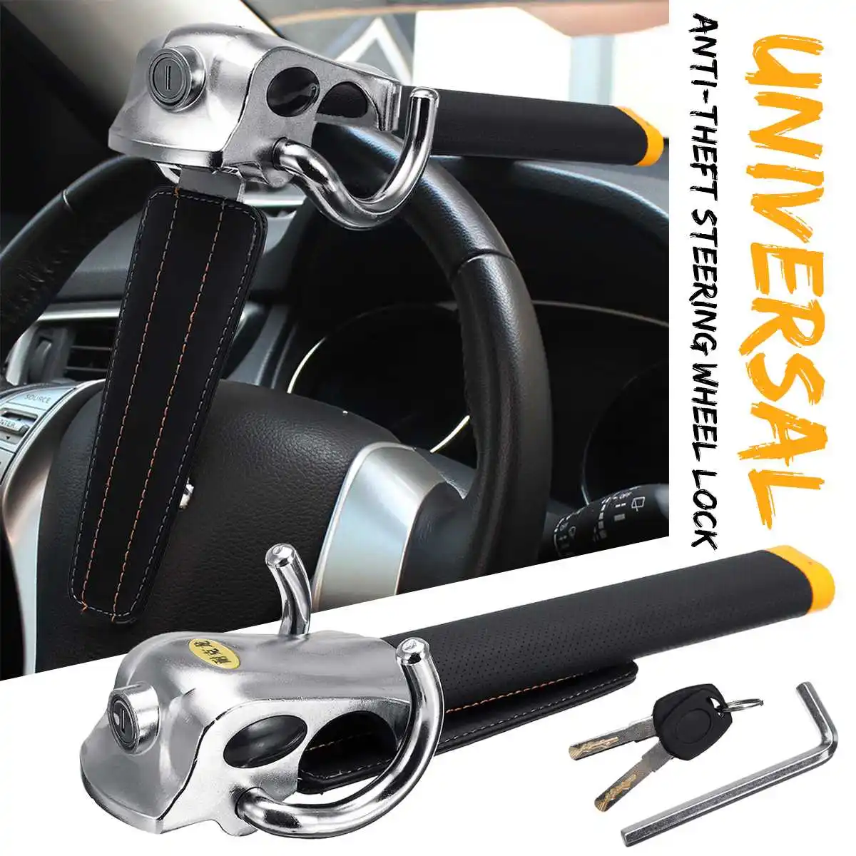 

Car Foldable Anti-theft Steering Wheel Security Lock Safe Device 2 Key