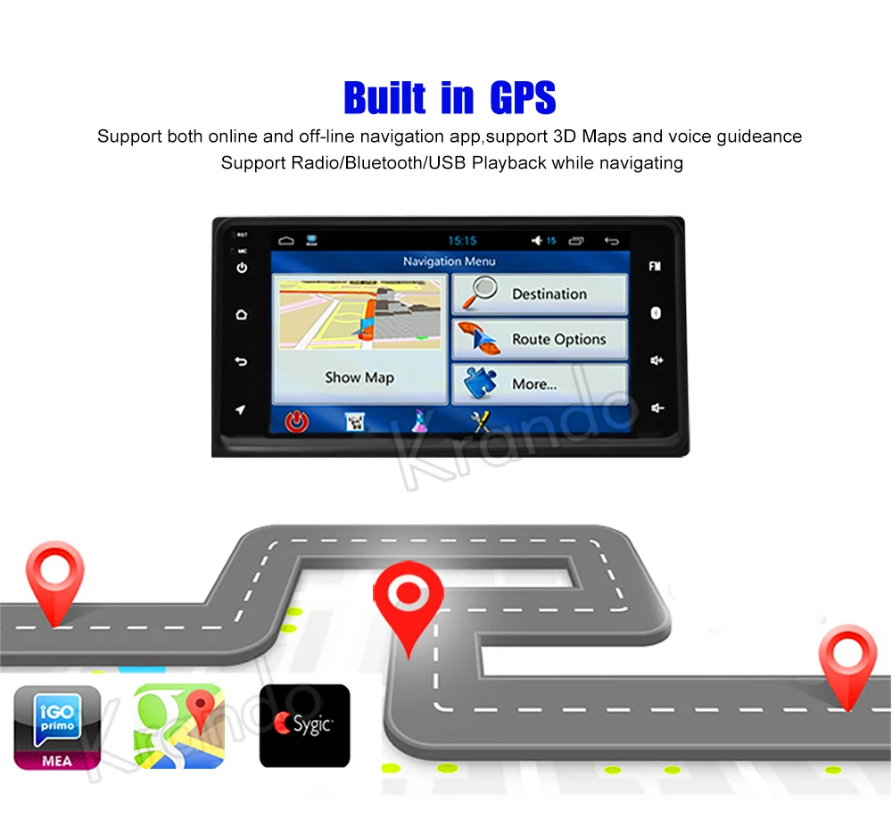 Perfect Krando Android 8.1 7" IPS Full touch car navigation system for Toyota Universal radio player stereo gps multimedia Bluetooth 3