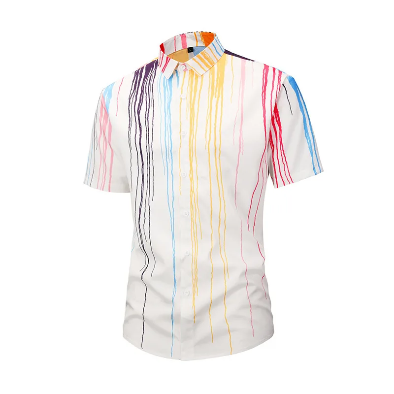 CAINFL Человек Лето гавайская рубашка поток чернил печати Мода Досуг Street Camisa Masculina