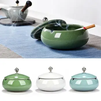 

Creative Ceramic Cigar Smoking Cigarette Ashtray with Lid Cigarette Holder Home Office Desktop Decor