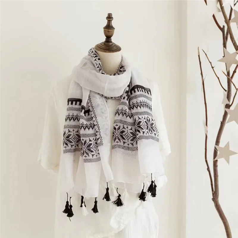Women Scarf Geometric Large Blanket Wrap Fashion Long Tassel Shawl