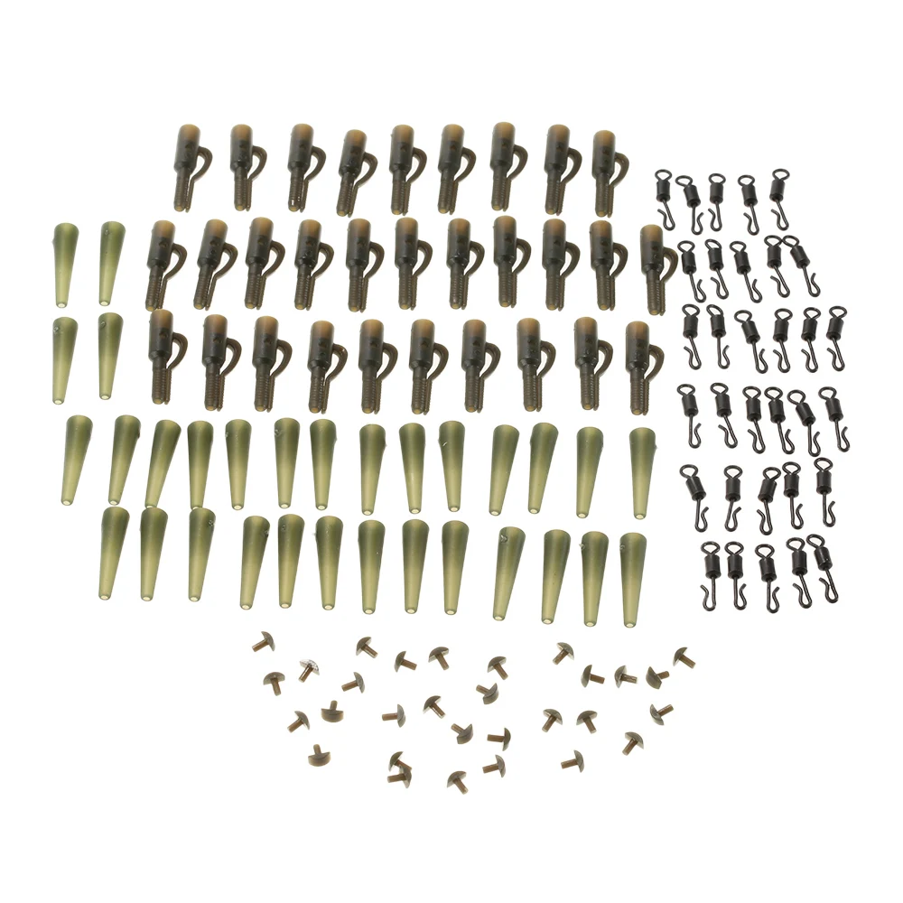 

120pcs/30Set Fishing Set Safety Lead Clips Tail Rubber Tubes with Pins Quick Change Swivels Carp Fishing Terminal Tackle