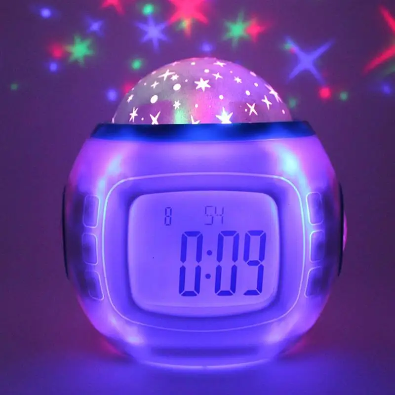 Digital Clock Starry Sky Star Projection Calendar ...