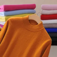 Autumn Female Mock-Neck Sweater Bottoming Shirt Female Pullover Solid Color Jumpers Thick Sweater Wholesale Autumn Female Mock-Neck Sweater Bottoming Shirt Female Pullover Solid Color Jumpers Thick Sweater Wholesale