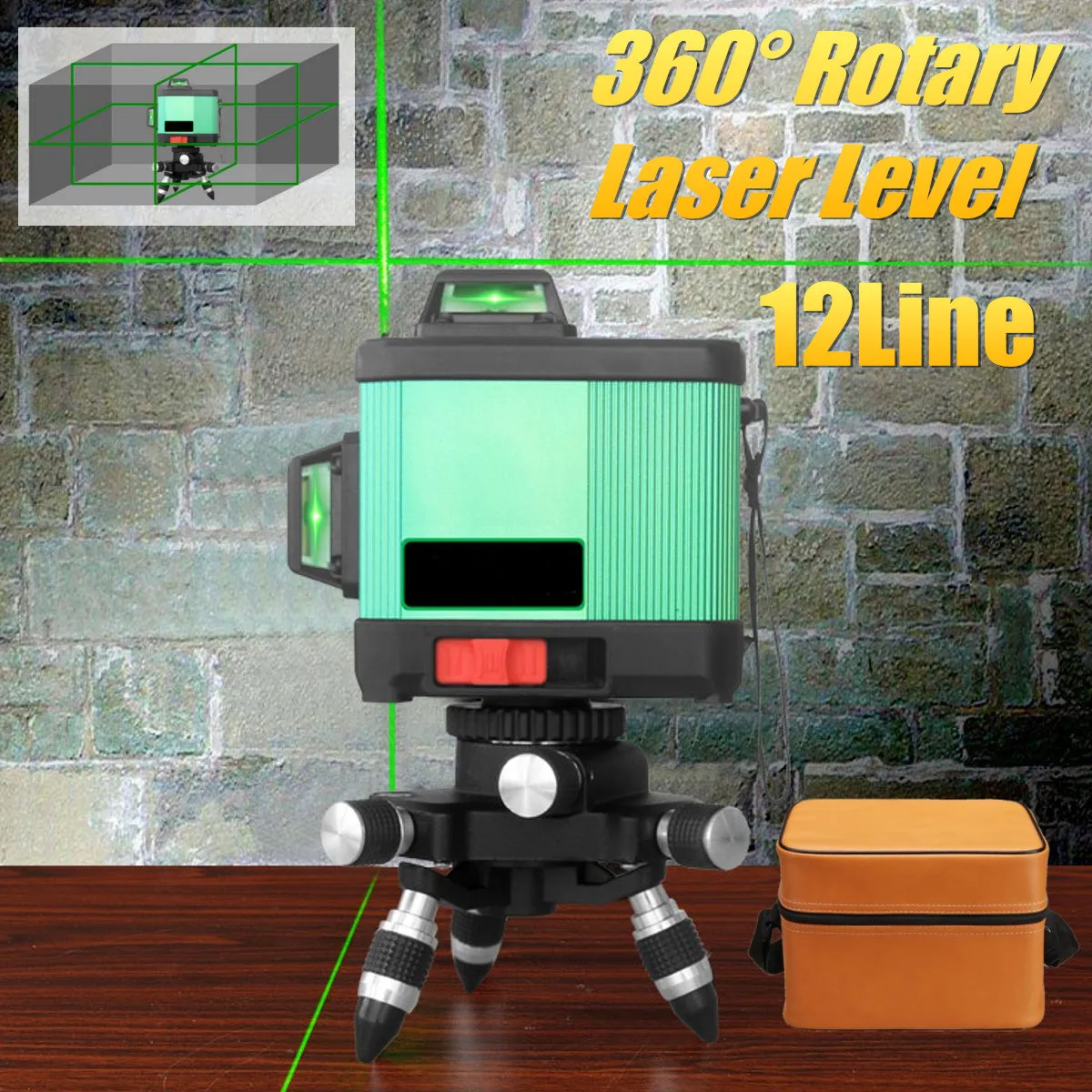 

12 Line 120X 3D 360 Green Rotary Laser Level Green Laser level,Self-Leveling 360 Horizontal,Vertical Cross Super Powerful