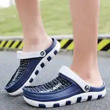Новый дизайн Мужская обувь 2017 Лето Большой размер 45 человек Повседневные Дышащие тапочки без шнуровки легкие пляжные сланцы