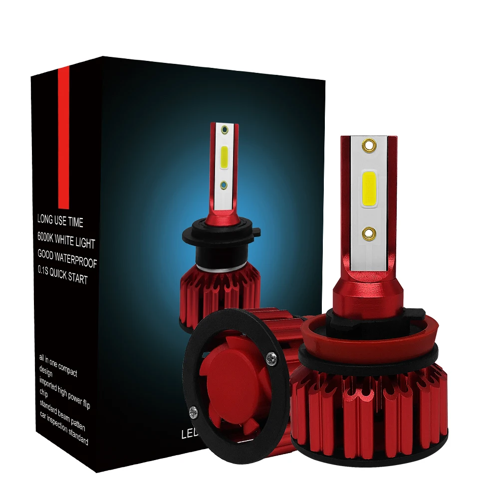 2PCS NEW Q6 Fanless Style Car LED Headlight Bulbs H11 COB 50W White 