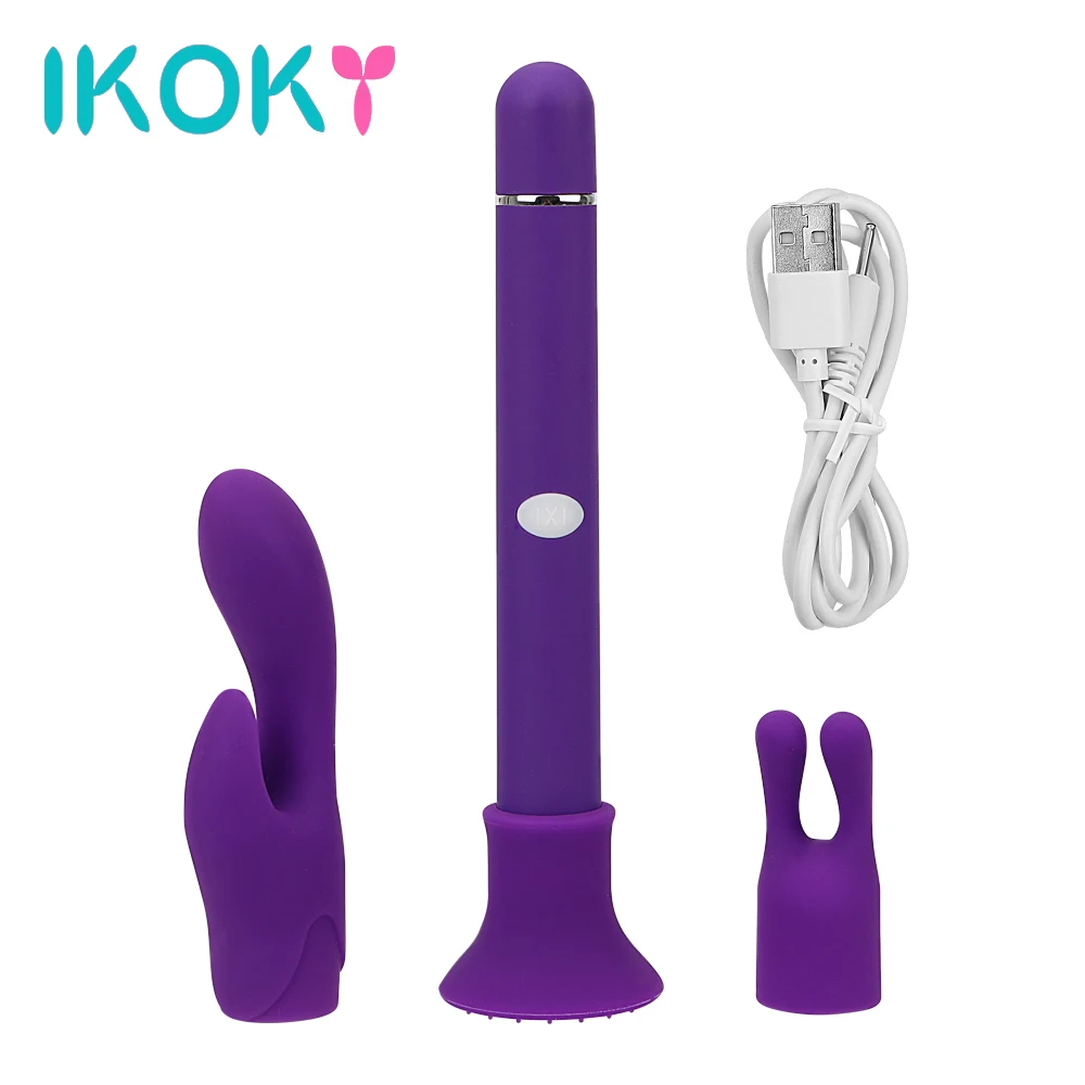 Двойной IKOKY вибратор эротический 5 режимов Стимулятор клитора AV Stick женская