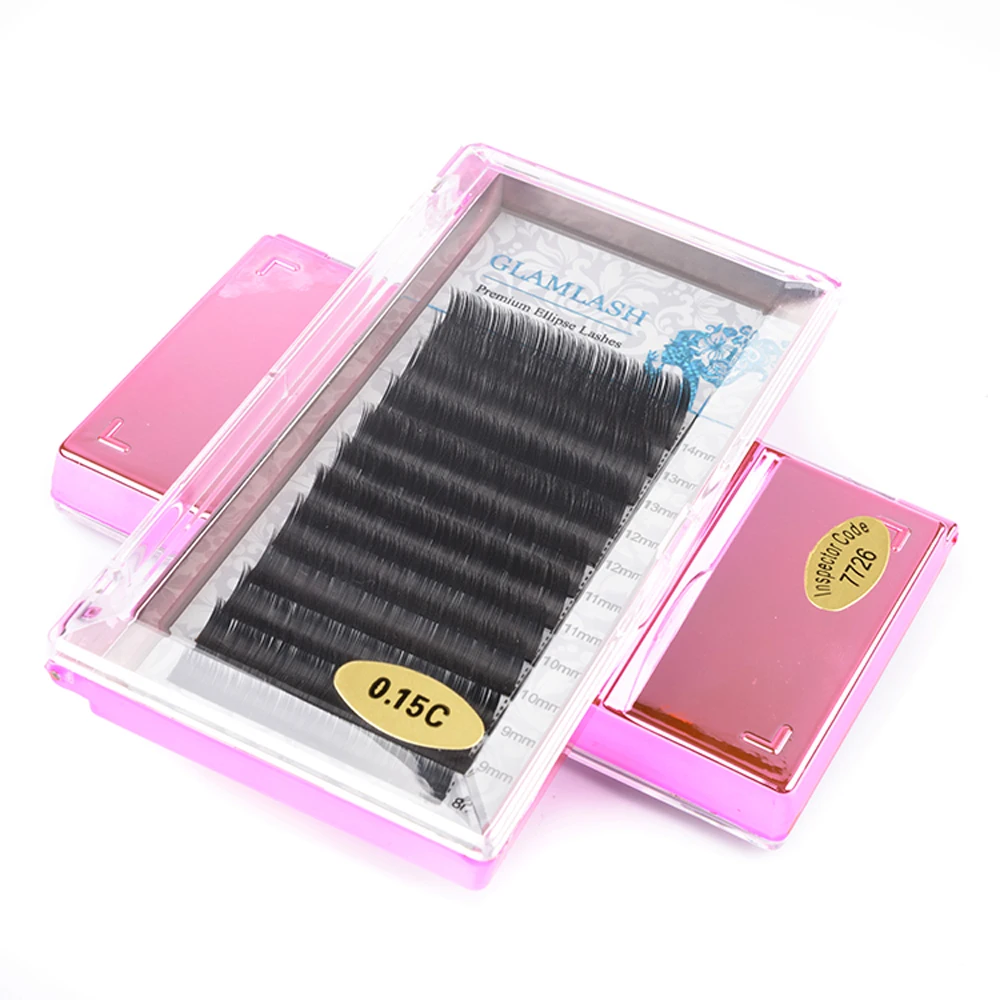 

GLAMLASH High Quality 8~14 Mixed Ellipse False Eyelash Extensions Soft Thin Split Tips Flat Roots Saving Time Mink False Lashes