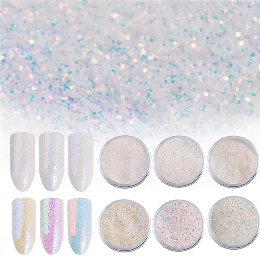 Purchase Chance of  XY Fancy 6 Pcs/set Nail Art Powder Iridescent Trend Mirror Mermaid Effect Glitter Pigment