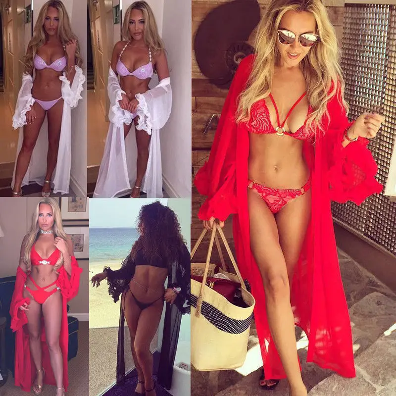 

Women Mesh Beach Bathing Suit Cardigan Bikini Swimwear Cover Up Long Maxi Dress