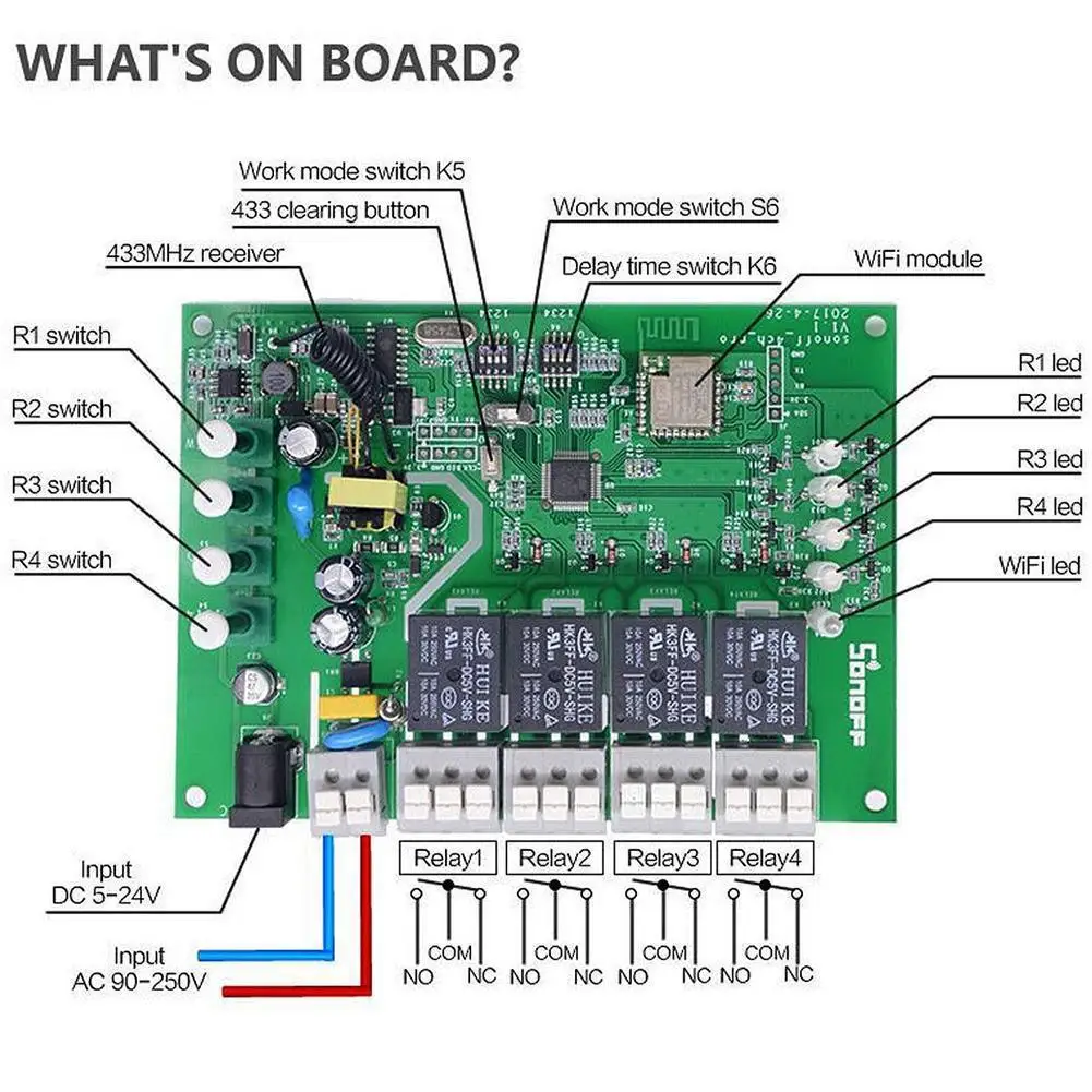 LanLan SONOFF 4CH PRO R2 Wifi переключатель синхронизации с приложением RF пульт