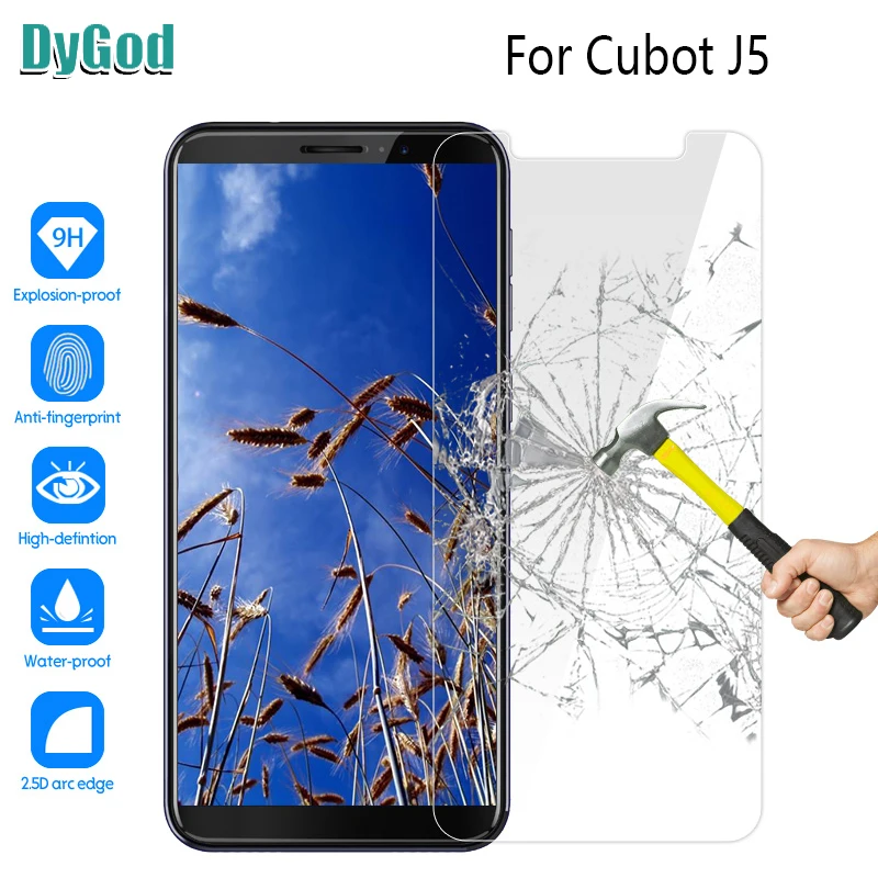 

DyGod 5.5 inch For Cubot J5 Tempered Glass Film Screen Protector Mobile Accessories For Cubot J5 Anti-shatter Film Replacement