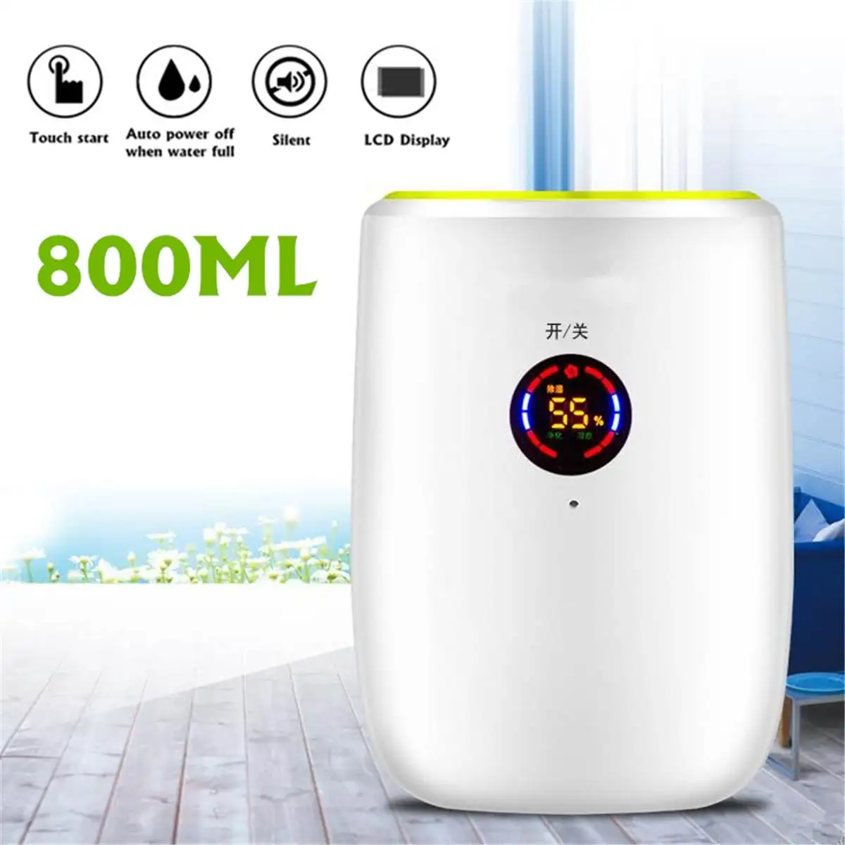 

Portable 800ML Electric Air Dehumidifier for Home Moisture Absorbing Air Dryer with Auto-off and LED indicator Air Dehumidifier