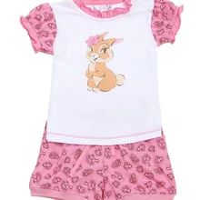 Комплект одежды для маленьких девочек, повседневная одежда с круглым вырезом, шорты, летняя одежда с короткими рукавами и принтом из хлопка