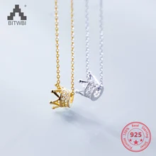 BITWBI Настоящее стерлингового серебра 925 модное серебряное ожерелье 100 языков Корона Смарт ожерелье s для женщин ювелирные изделия подарок на праздник