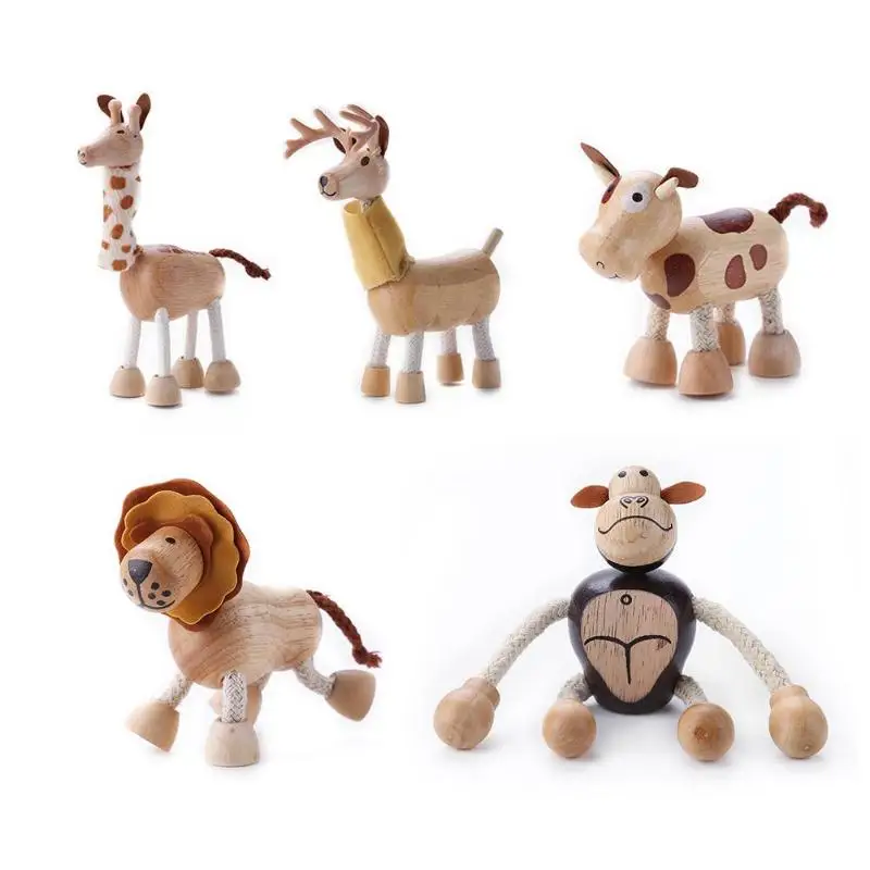 

3D Animal Dolls Environmentally Wooden Simulation Animal Model Doll Handmade Ornaments Children Toy Birthday Gift Learning Toys