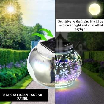

Solar Garden Light 3D Meteor Solar LED Colorful Solar Lamp Glass Cover Ball LED Color Changing Table Lamps Waterproof Yard Party