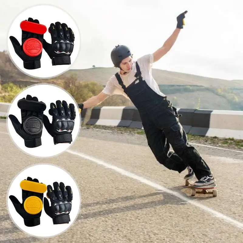 

Pro Long Board Slider Racing Brake Gloves Skateboard Gloves 2 Palm Slider 2 Finger 4 Highway Level Sports Glove Equipment