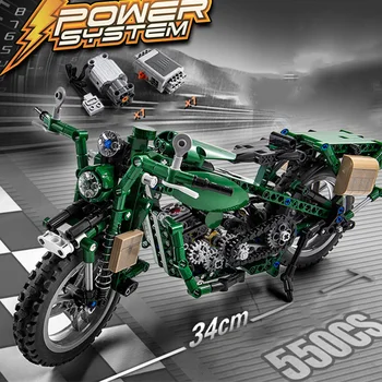 

550pcs War II Motorbike Building Blocks Set Motor Battery Box Bricks Apply to All Major Brands technic Birthday Toys Gift Kid