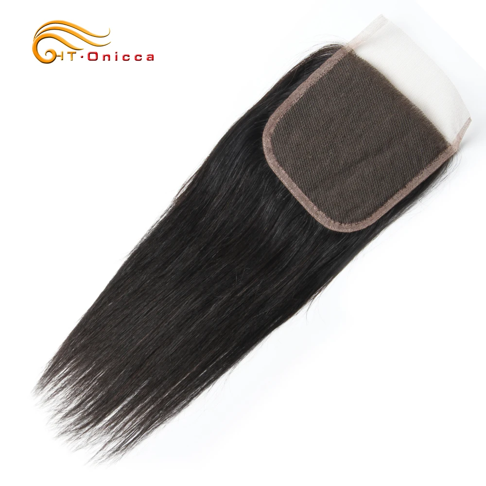 

Peruvian Straight Hair Closure 4*4 Free/Middle/Three Part Hand Tied Lace Closure Non Remy Hair Extension Natural Color Onicca
