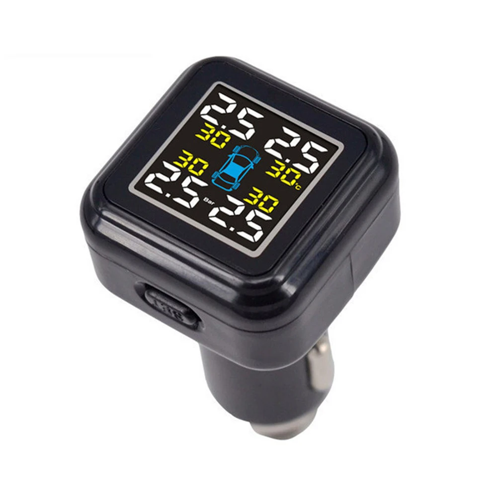 

New Tire Pressure Monitor System Wireless Car TPMS Tire Pressure Monitor Alarm System+4 Sensors Cigarette Lighter