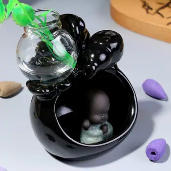 

The Little Monk Backflow Incense Burner Ceramic Stick Incense Holder Creative Home Decor Crafts Aromatherapy Buddha Censer