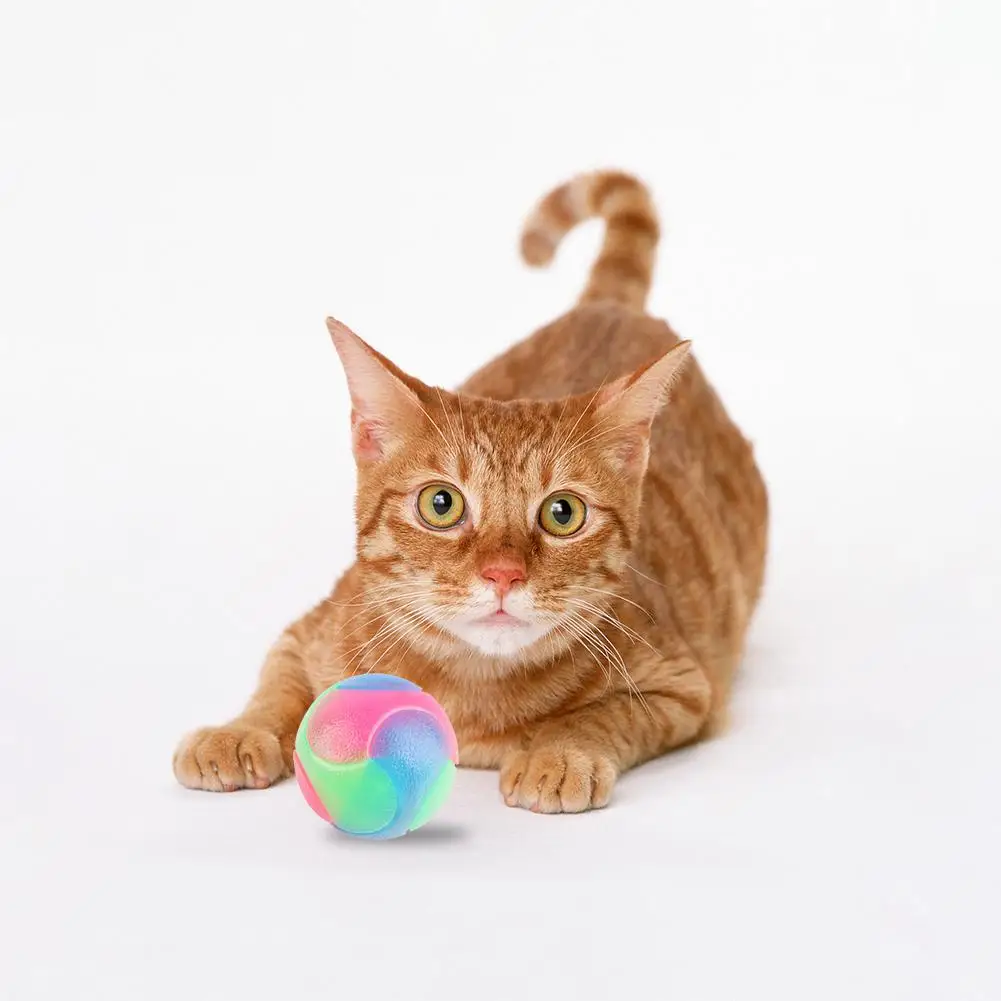 2 Piece Bite Resistant Glowing Elastic Ball Durable Flashing Molar Interactive Ball Pet Rubber Chew Toy For Cats Dogs Wholesale