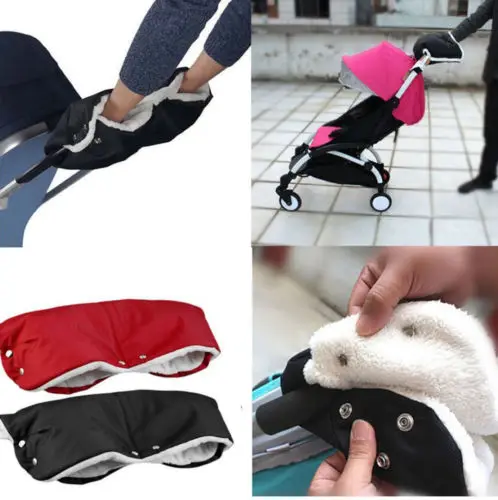 Winter Baby Pram Stroller Pushchair Hand Muff Waterproof Fingerless Fleece Glove 