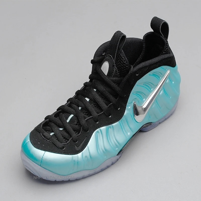 نايك الهواء Foamposite برو الفضة الأخضر فقاعة جديد وصول الرجال حذاء كرة السلة مريحة وسادة هوائية رياضية #624041-303