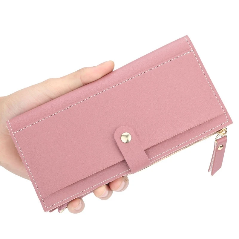 

Ladies Wallet Simple Fashion Multi-Card Card Package Tri-Fold Buckle Long Wallet