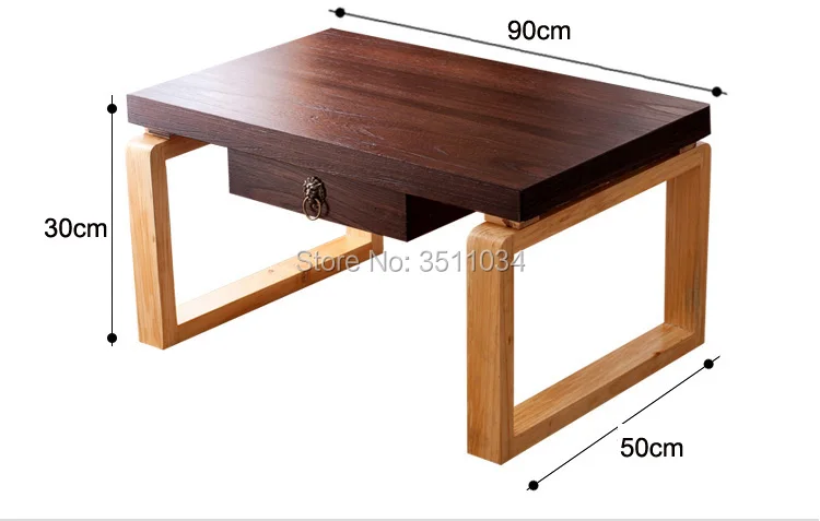 New item Asian Antique Style Vintage Wooden Table Foldable Legs Rectangle Living Room Furniture Long Bench Low Coffee Table Wood