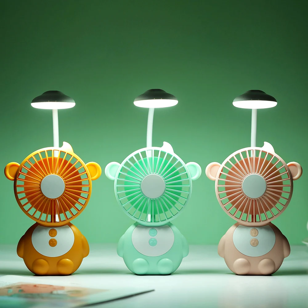 3 Levels Mini USB Fan Night Light Lamp Wind Speed with LED Light