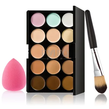 

15 color Concealer Contouring Makeup Kit Brush +water puff super combination Make up Set Pro Palette brush Sponge Puff