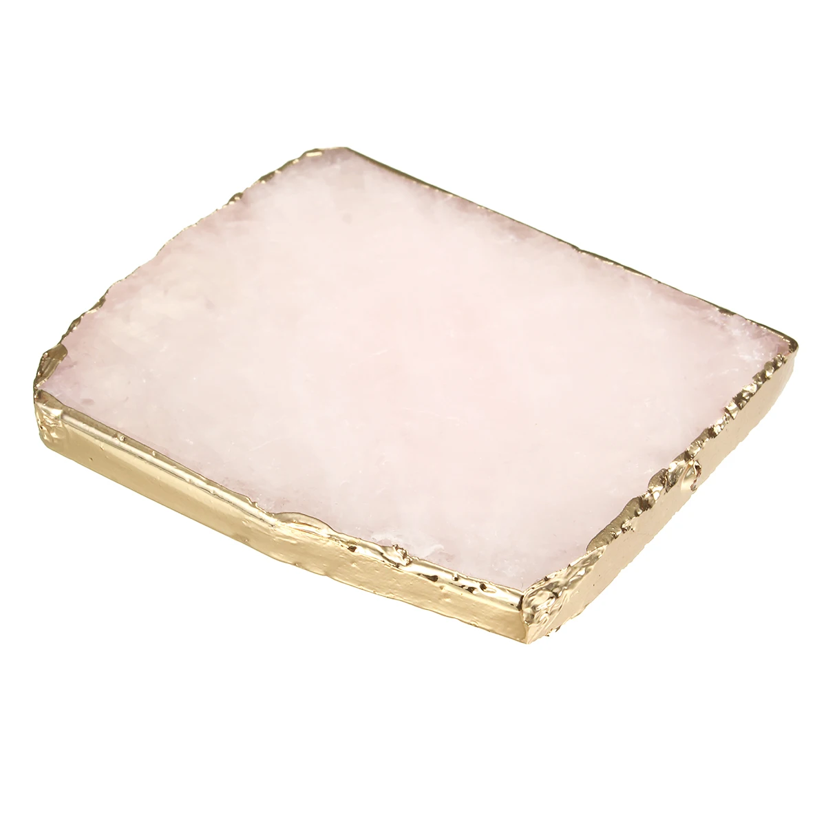  Natural Crystal Pink Coffee Coaster Cup Mats Pads Platter Quartz Clear Rose Waterproof Desktop Non-