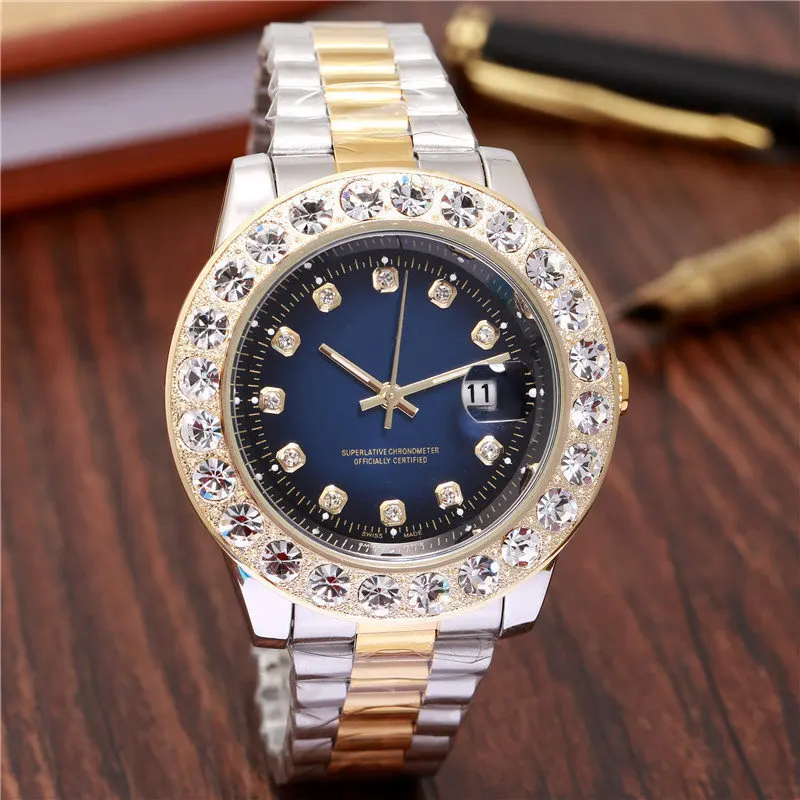 

Relogio Masculino Big Dial Diamond Mens Watches Top Brand Luxury Mechanical Movement Automatic Watch Men Gold Wristwatch Clock