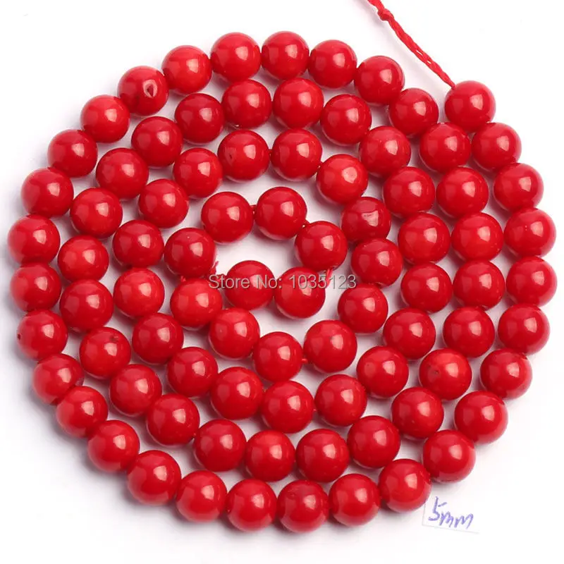 

Free Shipping 5mm Pretty Red Coral Round Shape Gems Loose Beads Strand 15" DIY Jewelry Making w705