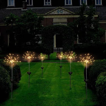 

120leds Led Outdoor Solar String Light Starburst Waterproof Sliver Wire 8 Lighting Modes Holiday Wedding Christmas Garden CF447