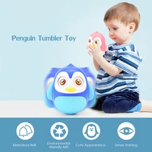 Малыш пингвин игрушка-неваляшка ПРОКАТКИ ГЛАЗА Галтовочное кольцо колокольчик игрушка со звуком игрушка для раннего развития для обучения глаз-координация рук