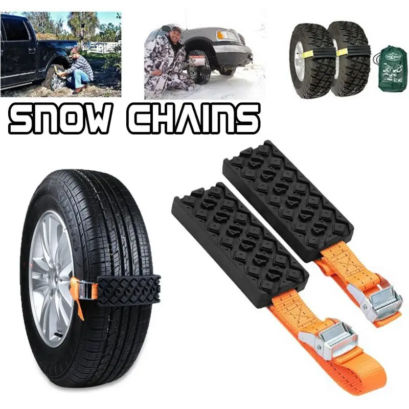 

2PCS Car Snow Chains Anti-Skid Universal Rubber Nylon Snow Mud Chain Saloon Car Tire Emergency Anti Skid Strap