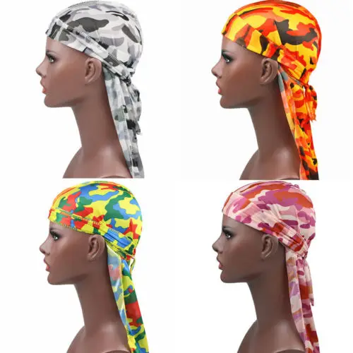 Женская и мужская атласное шелковое бандана Durag головной убор с длинным хвостом