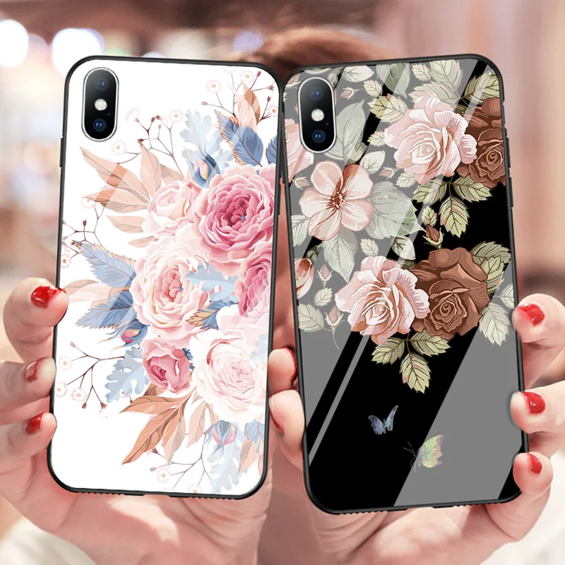 Lovebay стеклянный чехол для телефона iPhone 6 6s 7 8 Plus X XR XS Max винтажный красивый