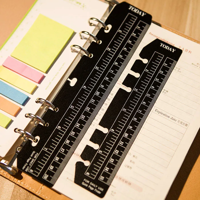 

6 Holes Black With White Notebook Planner Binder Divider A5 A6 Inner Ruler Creative