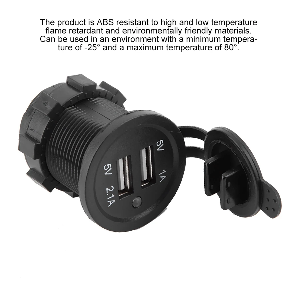 3.1A ABS Dual USB зарядное устройство черный для автомобиля мотоцикла лодки синий