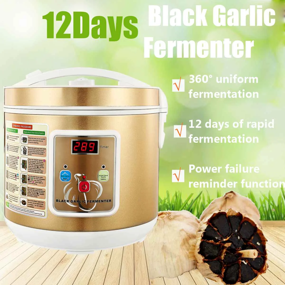

220V 5L 12Days Automatic Black Garlic Maker Machine Garlic Fermenter Ferment Box Black Garlic Processor Kitchen Appliance 2018